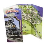 Photo of 2017 map brochure, standing up with map open.