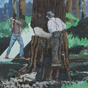 Mural #5 — Fallers Undercutting A Fir